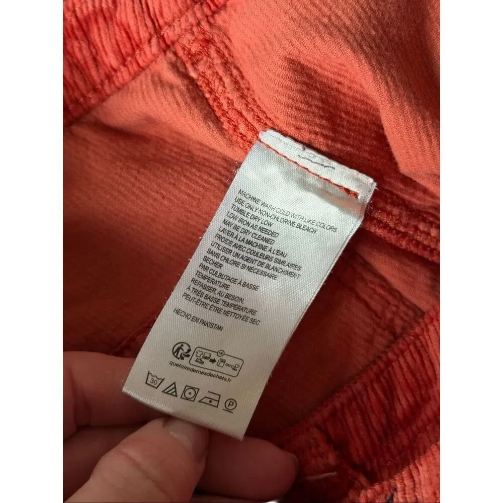 Anthropologie Pilcro Corduroy Pants‎ The Wanderer Relaxed Leg Salmon Red 33 Tall